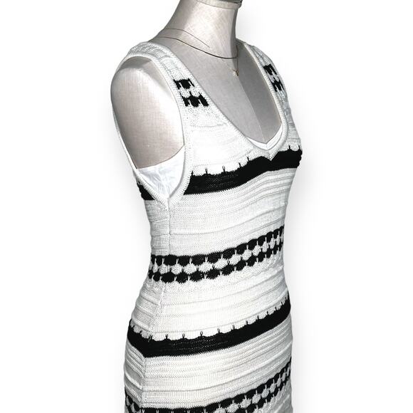 New $249 JOIE Crochet Knit Midi Dress Sleeveless Striped Ivory Coastal Chic M - Picture 6 of 15